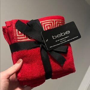 Bebe Red Towel Set with Gold Pattern
